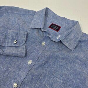 UNTUCKit Slim Fit Shirt Mens Large Blue 100% Linen Wrinkle Resistant